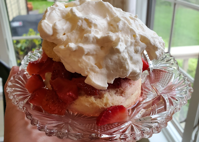 The best strawberry shortcake is made with baking powder biscuits.