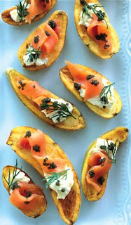 Cumin Roasted Potatoes with Caviar and Smoked Salmon