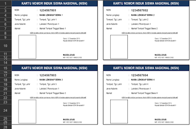 Aplikasi Cetak NISN Gratis dengan Excel