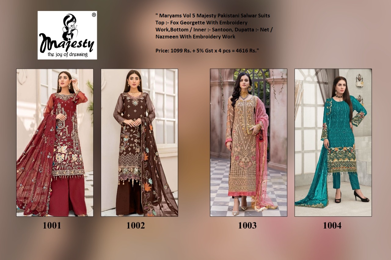 Maryams Vol 5 Majesty Pakistani Salwar Suits Manufacturer Wholesaler