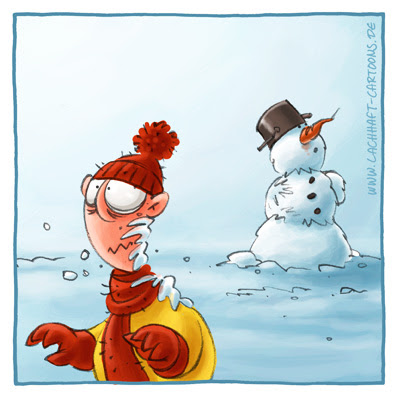 Schneeballschlacht Winter Hinterhalt Schneemann Arm ab Cartoon Cartoons Witze witzig witzige lustige Bildwitze Bilderwitze Comic Zeichnungen lustig Karikatur Karikaturen Illustrationen Michael Mantel lachhaft Spaß Humor