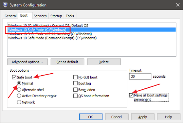 System Configuration Boot Options Windows