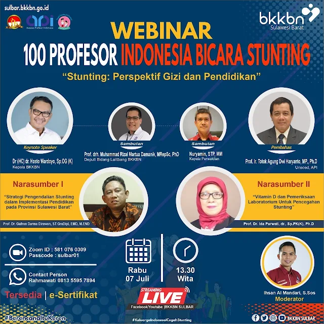 webinar: 100 PROFESOR INDONESIA BICARA STUNTING: Perspektif GIZI dan PENDIDIKAN