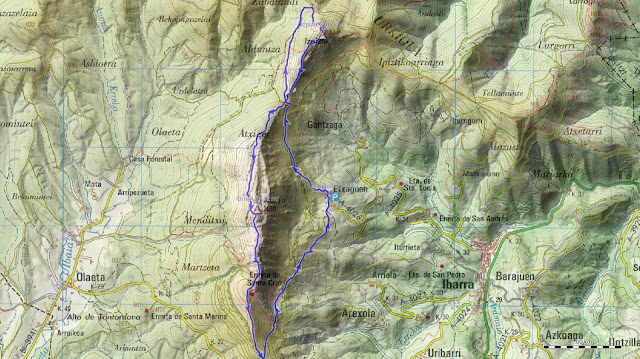 Mapa Ruta Cresta Izpizte y Orixol