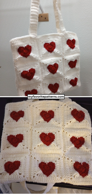 Crochet Heart Granny Square Tote Bag Free Pattern