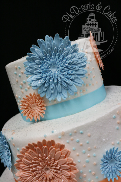 orange blue daisy wedding cake phdserts The daisies were all handmade from