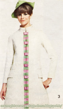 Dress and coat , color block, 1966 Emmanuelle Khanh 60s 1960 mod stripe striped