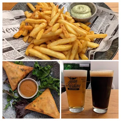 Collage of beers and snacks at Mean Sardine in Lisbon in April