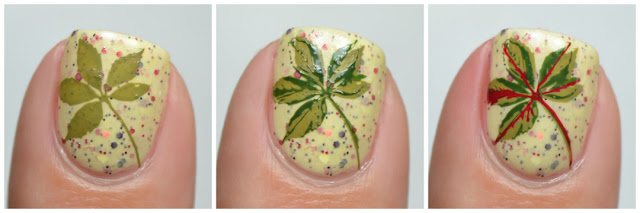 layered leaf nail art