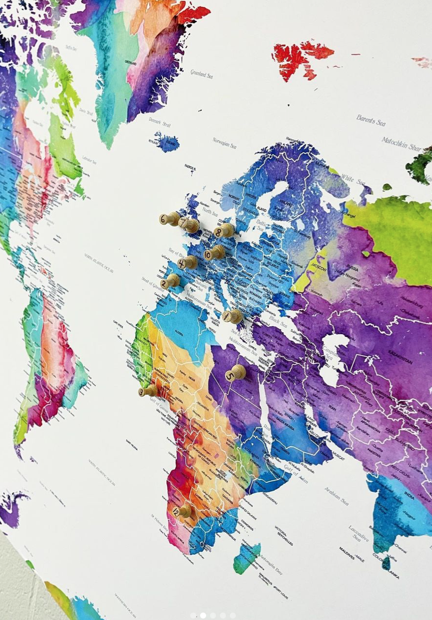 Foam map to track the different countries and stories we encounter in our CKLA lessons