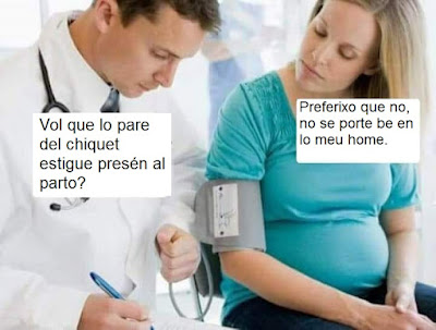 Vol que lo pare del chiquet estigue presén al parto? Preferixco que no. No se porte be en lo meu home.