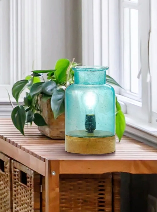 Blue Jar Vase Glass Table Lamp