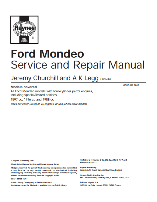 Diagrams and Free Manual Ebooks: Ford Mondeo Service and Repair Manual