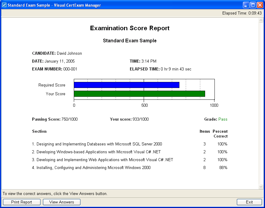 Software Visual Cert exam setup with creck