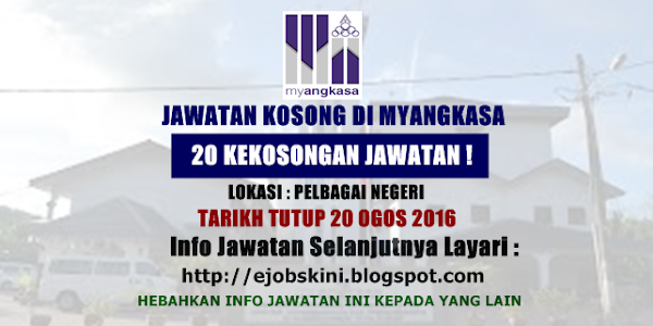 Jawatan Kosong Terkini di MyAngkasa - 20 Ogos 2016