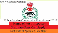 Public Service Commission Recruitment 2017-Inspector Officer & Sub Editor Post