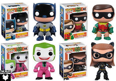 Batman 1966 Television Series DC Comics Pop! Heroes Vinyl Figures by Funko - Adam West’s Batman, Burt Ward’s Robin, Cesar Romero’s The Joker & Julie Newmar’s Catwoman