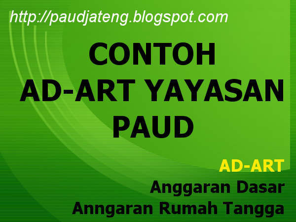 Download Contoh AD-ART Yayasan Lembaga PAUD - PAUD JATENG