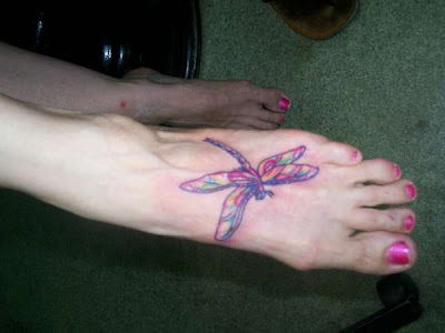 dragonfly tattoo on the foot
