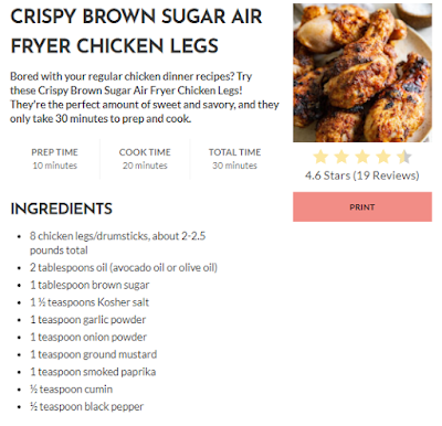 Crispy Brown Sugar Air Fryer Chicken Legs