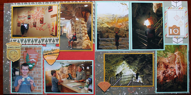 Jewel Cave National Park scrapbook page layout