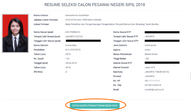 Bagi Anda yang sudah bisa Login & sudah selesai mengisi Biodata [Cara] Cetak Kartu PENDAFTARAN SSCN(Tahun) 2018 & Cetak KARTU Peserta UJIAN Seleksi CPNS 2018