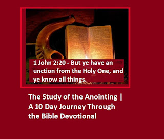 As the disciple lives a life of intimacy with God it is during that time the Holy Spirit will direct the disciple to learn about the same Anointing that Jesus had in His earthly ministry.  Yet, at the same time the disciple will learn how the Holy Spirit has given the Anointing to equip for ministry.  Not all the members of the Body of Christ have the same assignment, the same talents, the same gifts but all do have the same work of the Holy Spirit to take of the Father and give the Anointing through Jesus to the disciple.  Satan tries to copy the Anointing with supernatural signs and miracles, prophecies and more.  Yet, in times like these one thing Satan cannot do is help the disciple live a devoted life unto God in the Anointing.  At the end of the day the Anointing helps the church be an Overcoming, Triumphant, Glorious, Redeemed Body of Jesus.  Hallelujah! Amen.    Enjoy this plan I put together for you today.