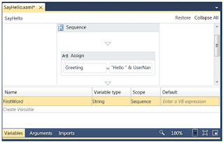 Adding the FirstWord variable of type String to Sequence