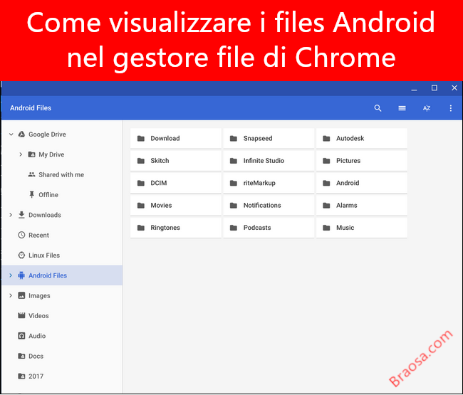 Come vedere i file Android nel file manager di Chrome