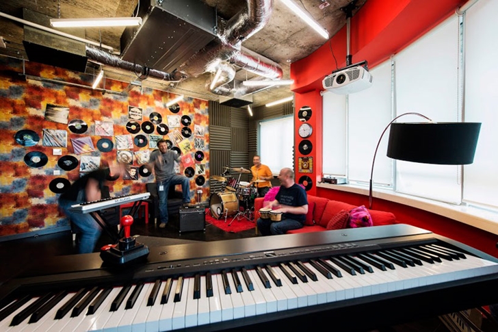 Music room in Google office in Dublin 