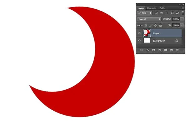 Draw a crescent moon shape.