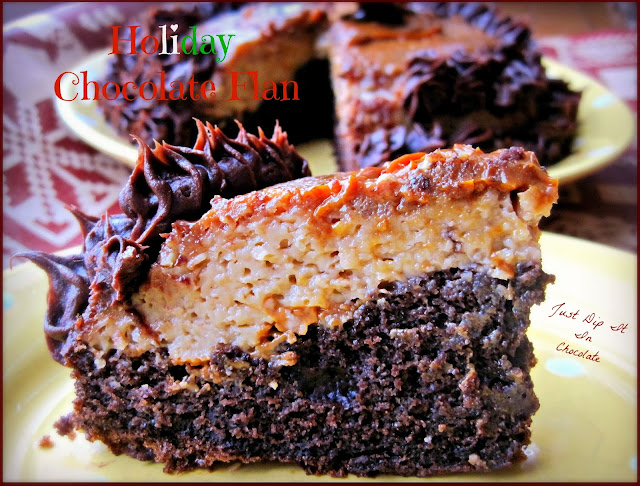 Holiday Chocolate Flan Recipe, if you love chocolate cake and homemade custard, this is the recipe for you! Easy to make with 2 of your favorite holiday desserts #holiday #chocolatecake #flan