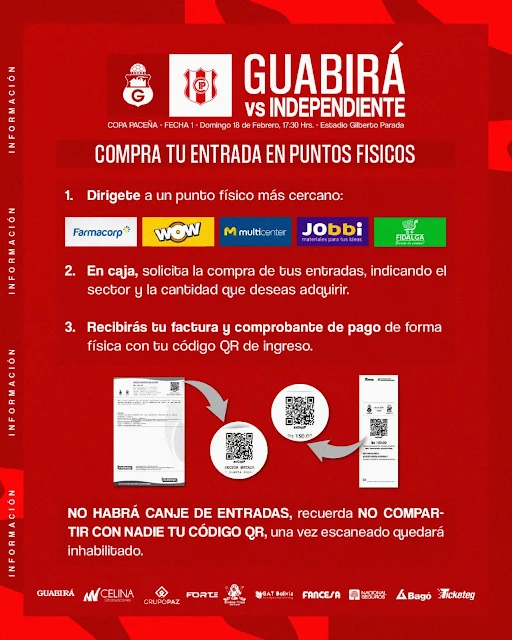 Venta de Entradas Guabira vs Independiente