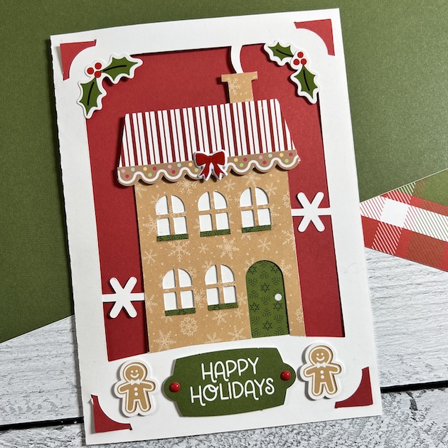 Christmas Gingerbread House Card made with a Lori Whitlock cutting file