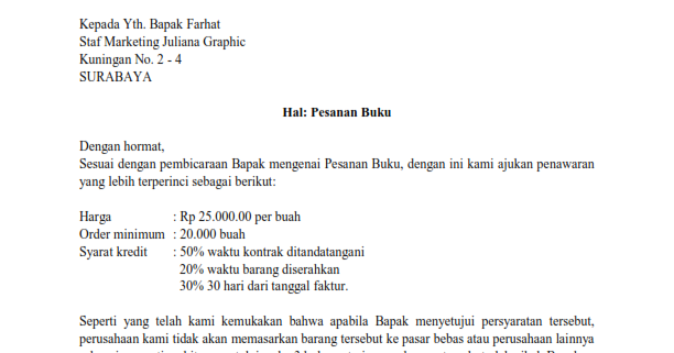 Contoh Bentuk Surat Dinas Lurus Penuh