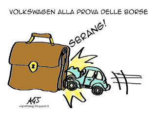 volkswagen, dieselgate, borsa, economia, vignetta satira