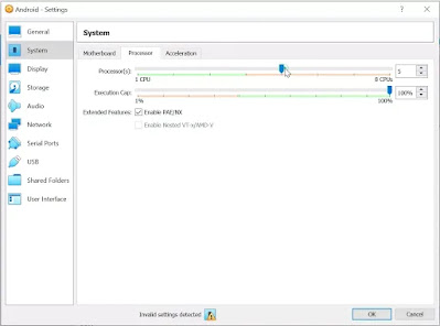 Processor in virtualBox