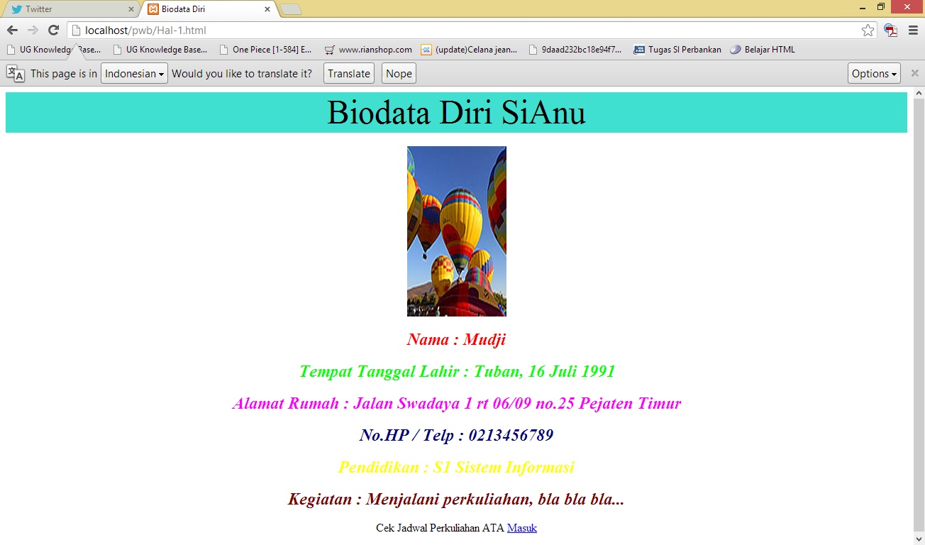 Contoh Html Biodata Sederhana - Tweeter Directory