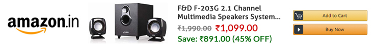 F&D F-203G 2.1 Channel Multimedia Speakers System (Black)