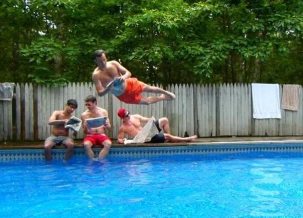 Funny Poses Above the Pool