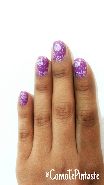 purple, roses, skulls, stamping