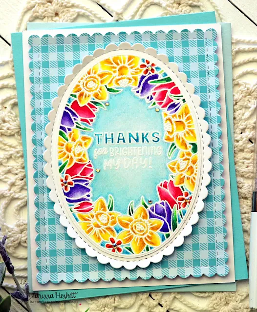 Thanks for Brightening my Day Card by Larissa Heskett Designs using Spring Blooms Oval Stamp Set, Spring Blooms Patterned Paper Pad, Ovals Frames Die Set and Frames & Flags Die Set