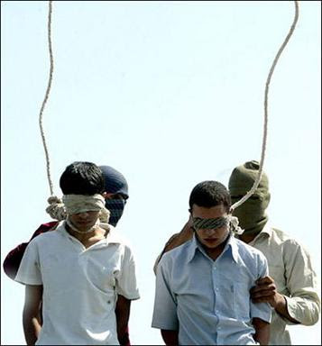 two homosexuals being hung and executed in iran for being gay