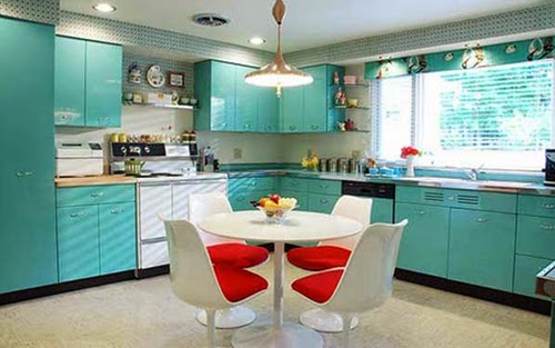 Dapur minimalis warna biru