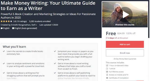 [100% Off] Make Money Writing: Your Ultimate Guide to Earn as a Writer| Worth 24,99$