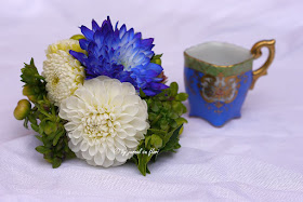ceasca cafea buchet flori alb albastru coffe cup blue flowers