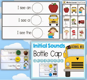 Initial Sounds Bottle Cap Sentences Center Activity Clever Classroom