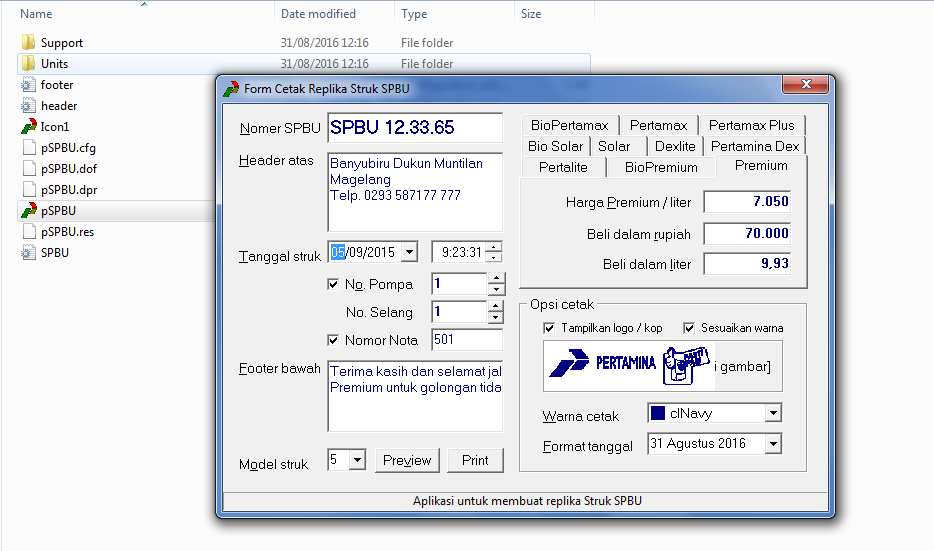 Aplikasi pembuat struk SPBU Trik Tips Tempat Bersinggah