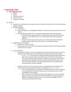 Law School Torts Outline - A Comprehensive Guide