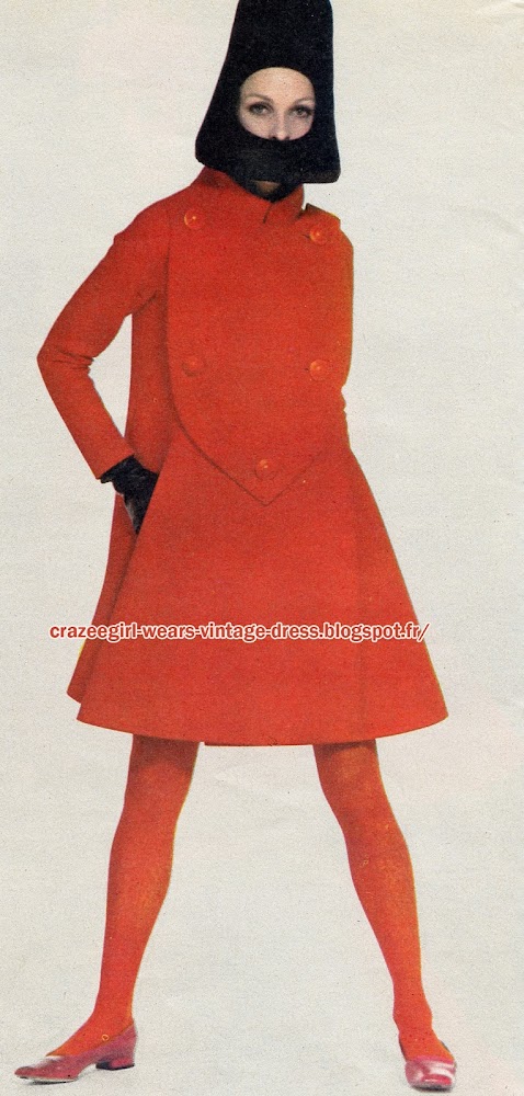 dress coat 1966  Pierre Cardin 60s 1960 red